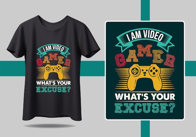 Vector een t - shirt dat zegt dat ik een videogamer ben.