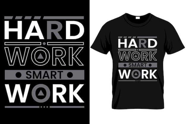 Een t-shirt met de tekst hard work en een zwart t-shirt met de woorden hard work smart.