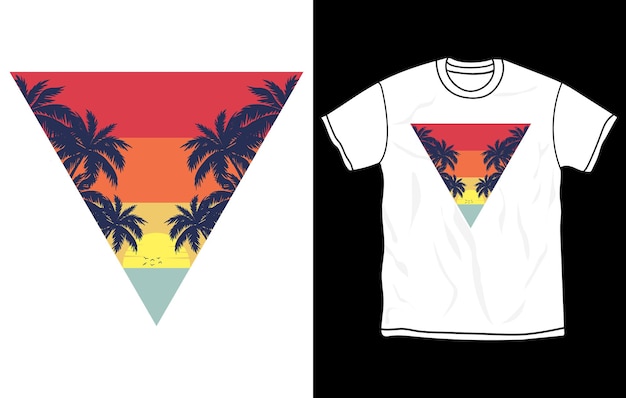 Vector een t - shirt met een driehoek en palmbomen erop.