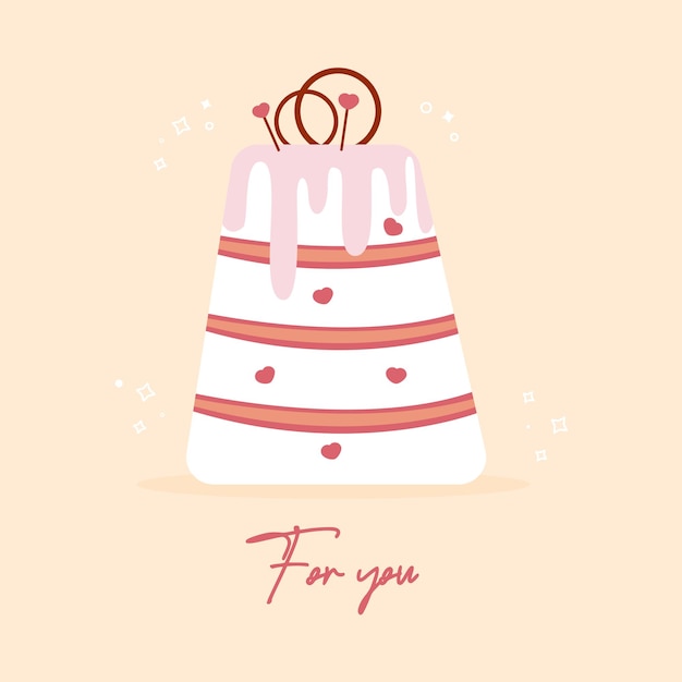 Een taart voor jouMooie taartLeuke ansichtkaart met een taartVectorillustratieEen concept voor verjaardag
