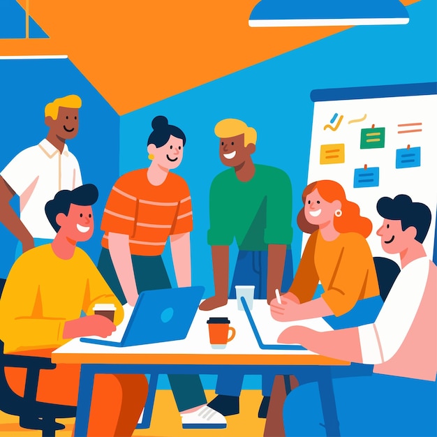Een team van professionals die samenwerken en ideeën uitwisselen