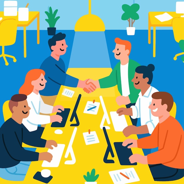 Een team van professionals die samenwerken in een kantoorvergadering