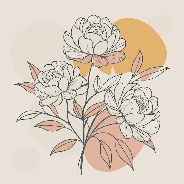 een tekening van bloemen met de zon achter hen