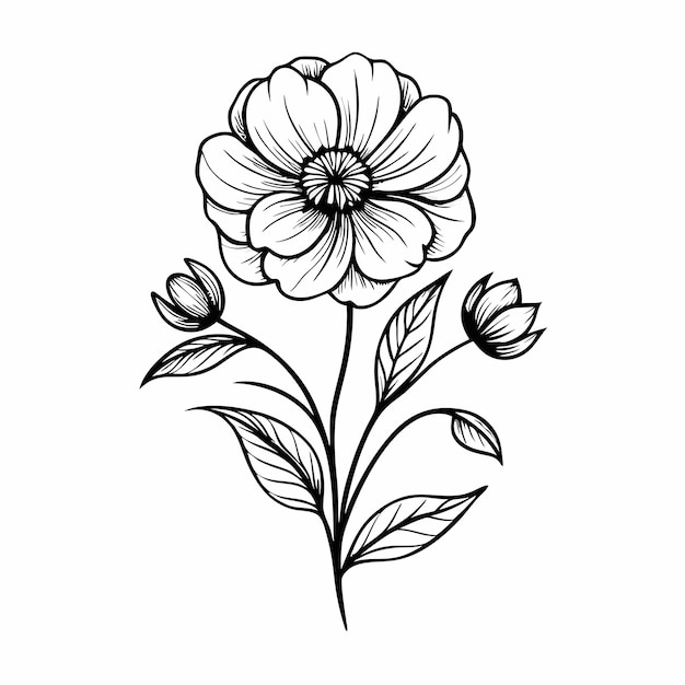 een tekening van bloemen met twee verschillende kleuren