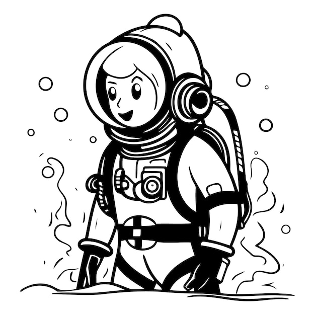 een tekening van een astronaut met een ruimtepak aan