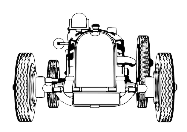 Een tekening van een auto met een afbeelding van een koplamp erop.