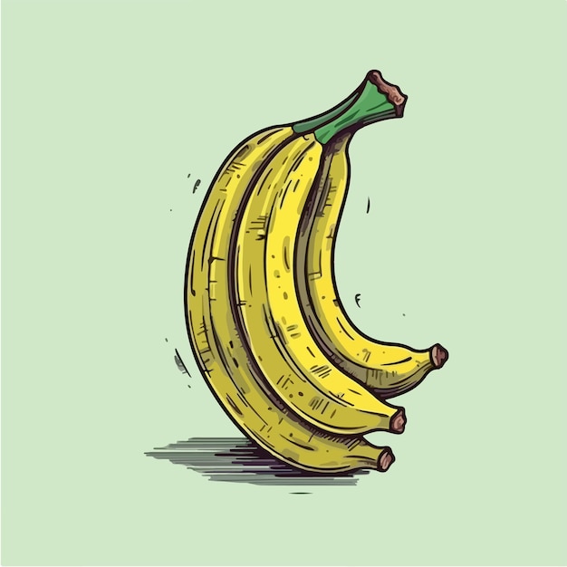 Een tekening van een banaan op een groene achtergrond.