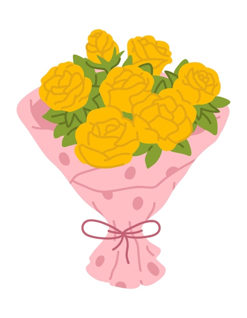 Vector een tekening van een boeket gele rozen