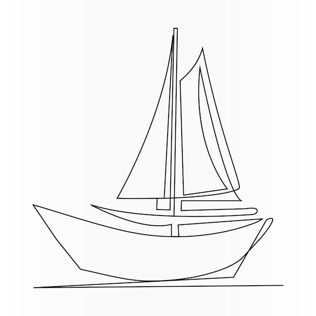 een tekening van een boot met een zeil en een tekening van een zeilboot