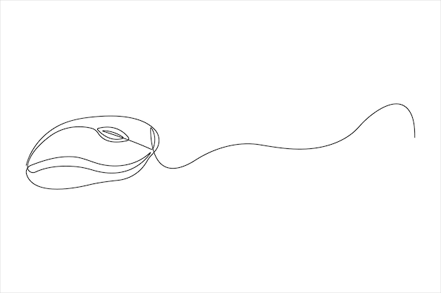 een tekening van een computermuis met een koord er doorheen