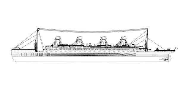 Vector een tekening van een cruiseschip van de firma titanic.