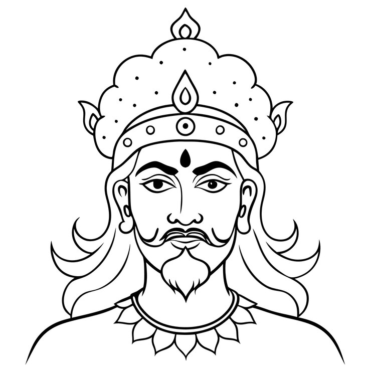 Vector een tekening van een god met een kroon op zijn hoofd