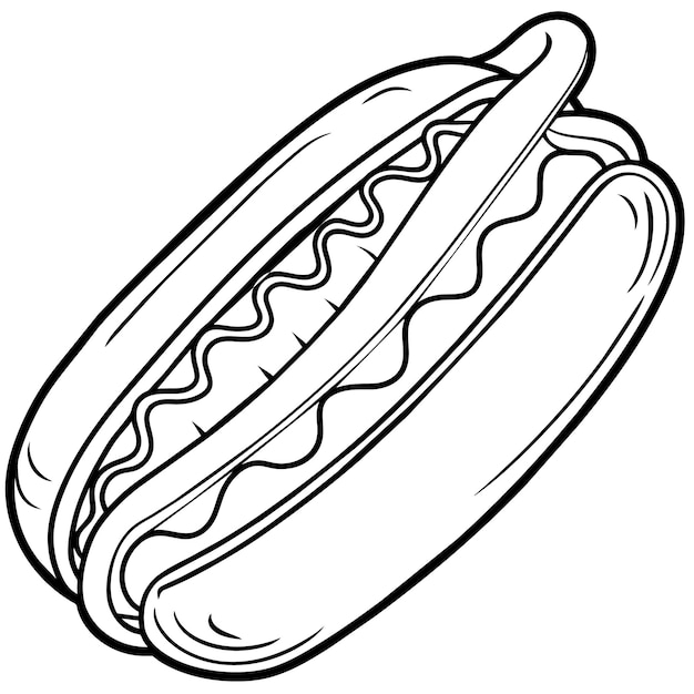 een tekening van een hotdog met een lijn er doorheen