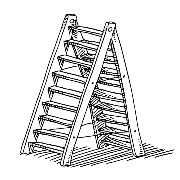 Vector een tekening van een houten ladder met het woord het woord erop