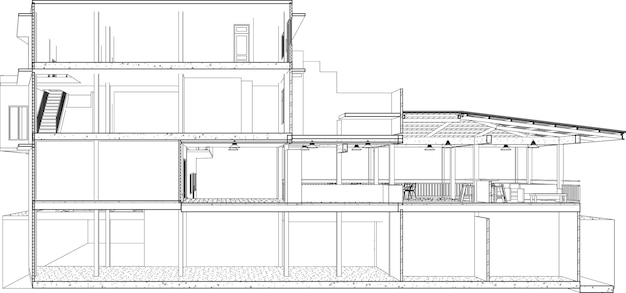 Een tekening van een huis met een klein balkon en een klein balkon.