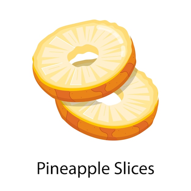 een tekening van een in tweeën gesneden ananas en het woord ananas plakjes