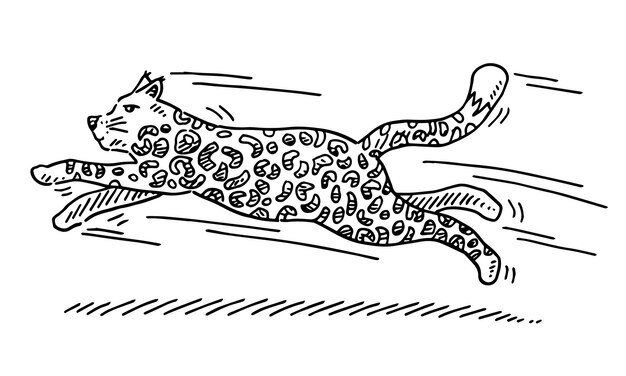 Vector een tekening van een kat met de woorden cheetah erop