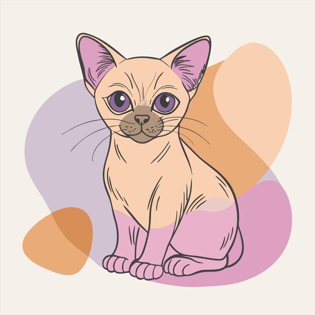 een tekening van een kat met een roze achtergrond en een roze cirkel in het midden