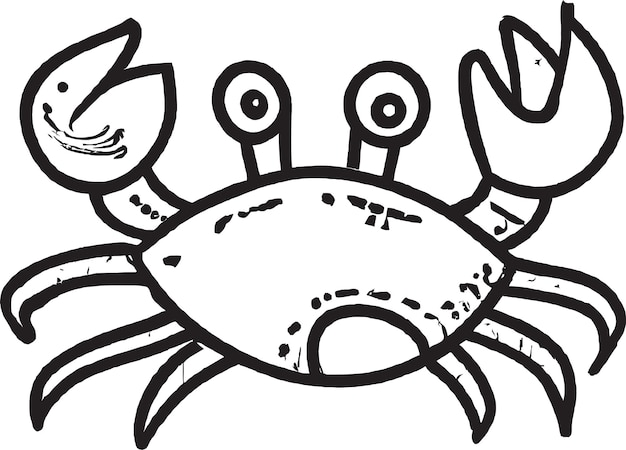 Vector een tekening van een krab met een grote krab erop.