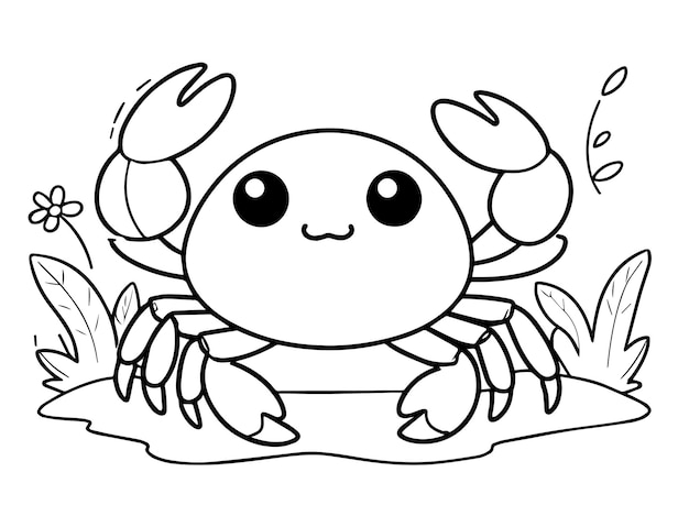 Een tekening van een krab met een zwart-witte achtergrond