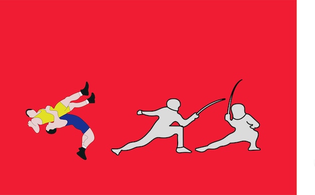 een tekening van een man die een sport speelt met de woorden het woord erop