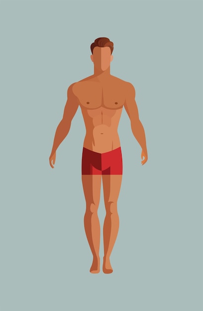 een tekening van een man in korte broek lichaam vector
