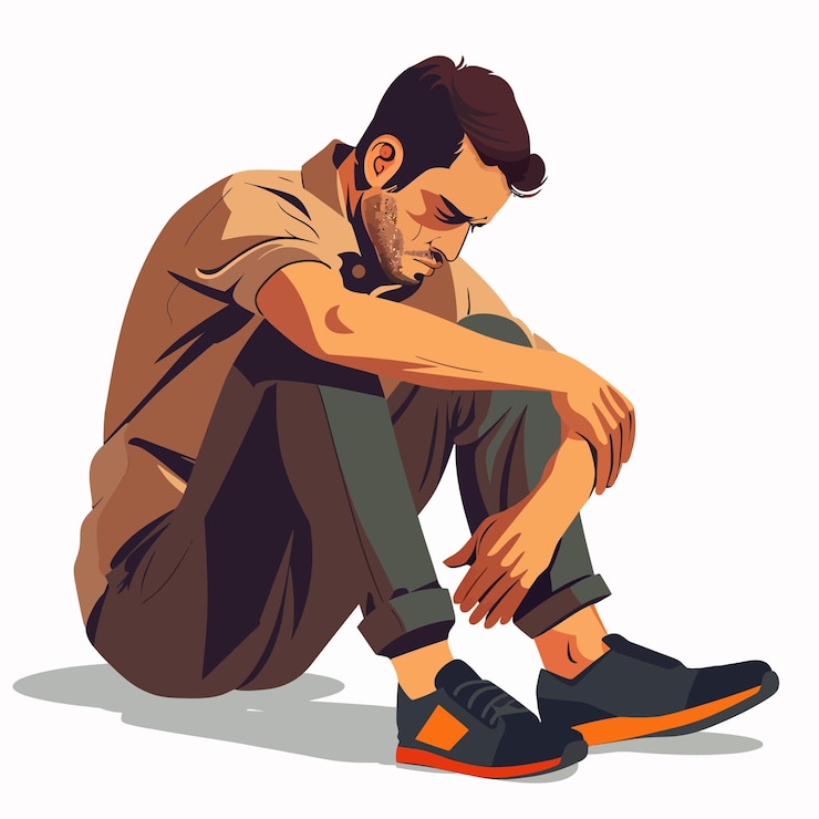 Vector een tekening van een man met een bruin shirt en groene broek