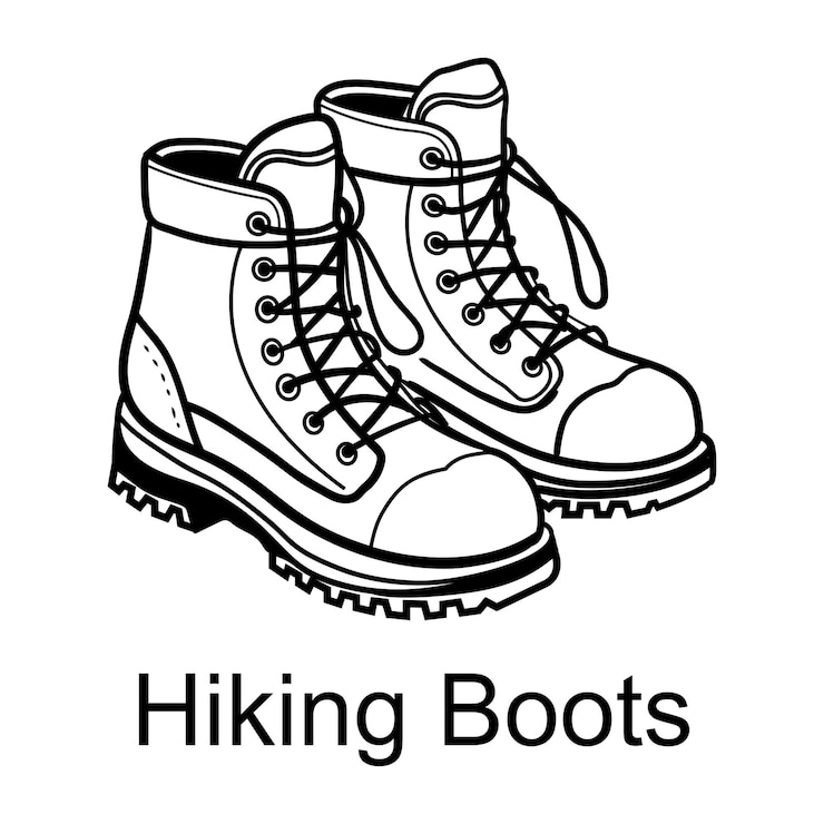 Vector een tekening van een paar laarzen die zegt wandelschoenen