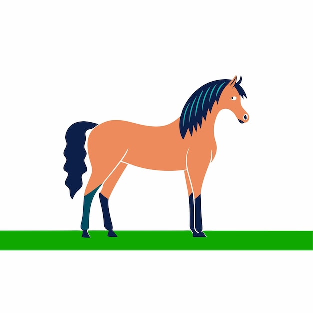 een tekening van een paard met een staart die zegt " een paard "