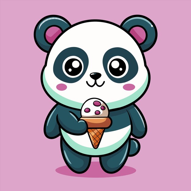 een tekening van een panda met een ijsje erop