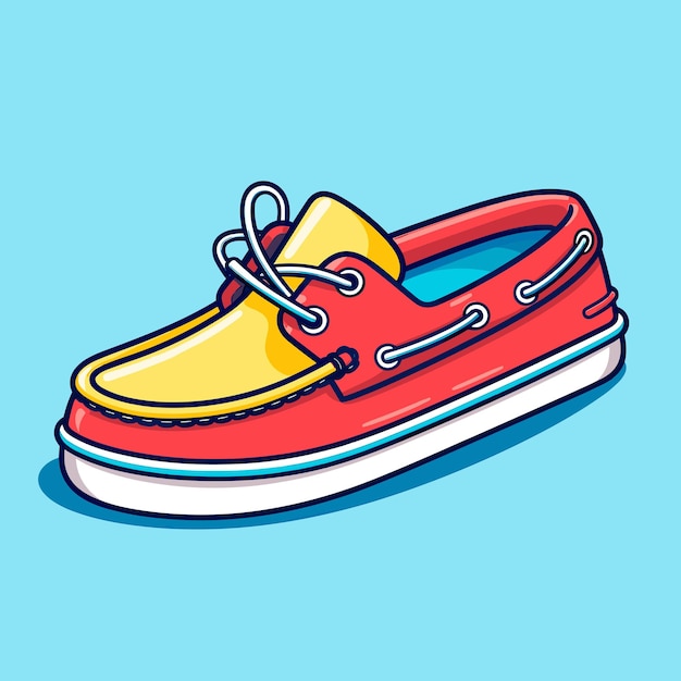 Vector een tekening van een rode en gele schoen met een gele schoen aan de onderkant.