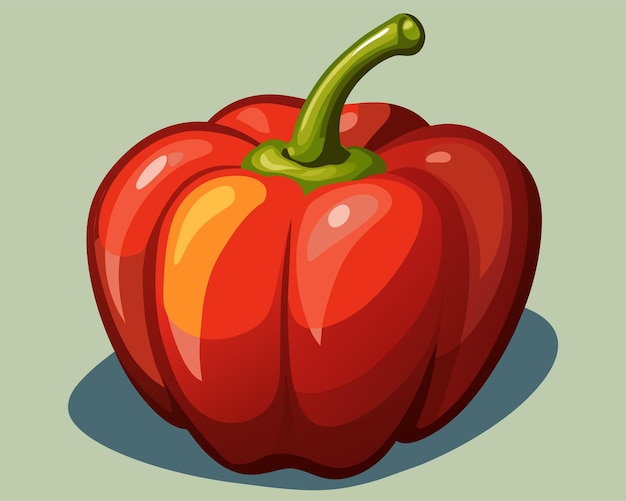 een tekening van een rode peper met een groene stengel