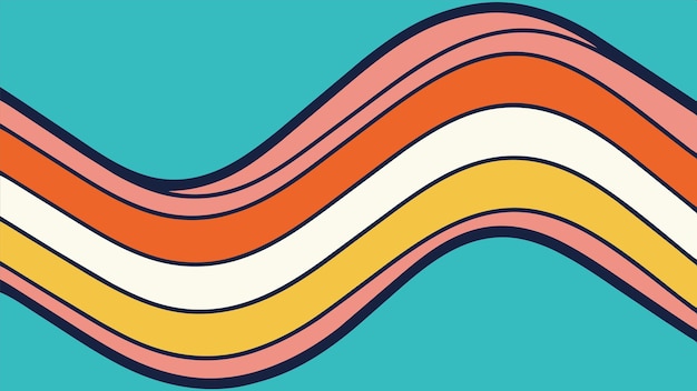 een tekening van een roze en oranje gestreepte streep met een gele streep