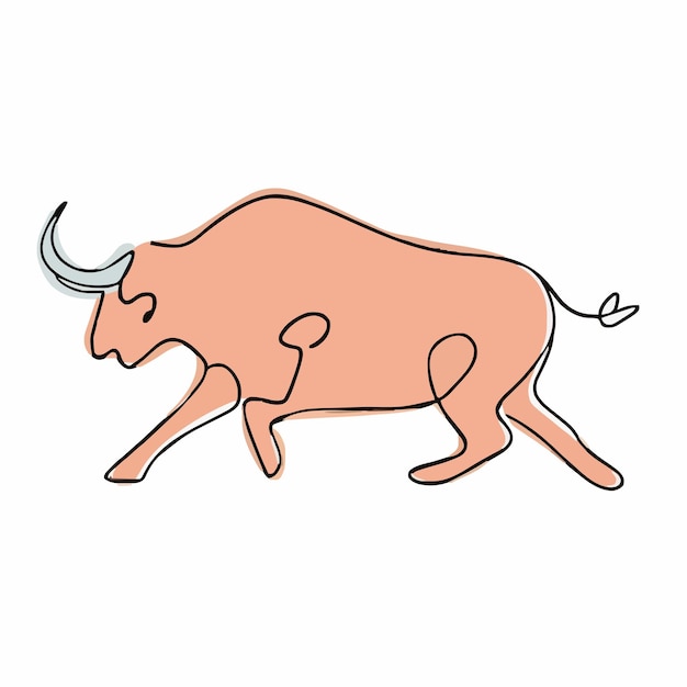 Vector een tekening van een stier met een lange staart