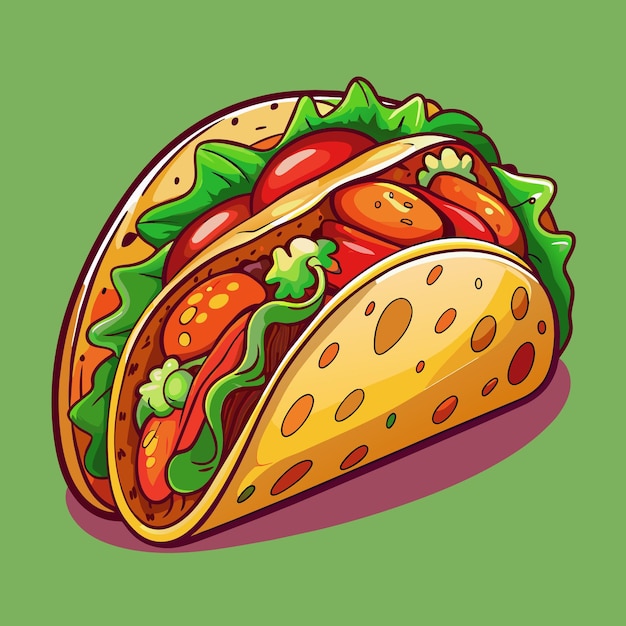 een tekening van een taco met een afbeelding van een taco