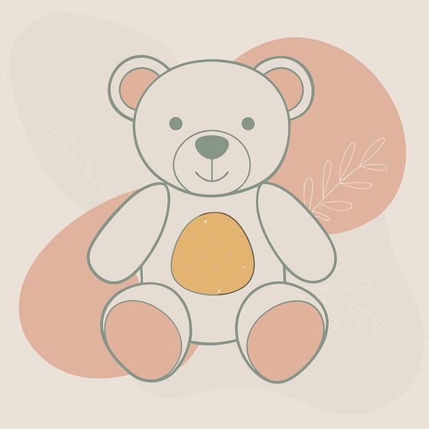 een tekening van een teddybeer met een ei erop