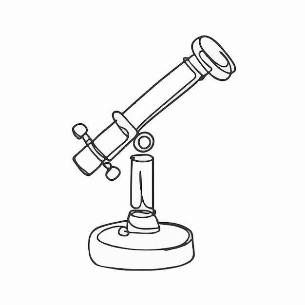 een tekening van een telescoop met een telescope erop