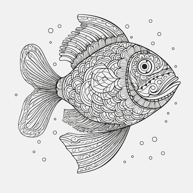 Een tekening van een vis met een patroon erop