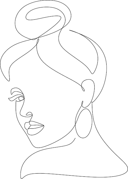Een tekening van een vrouw met een strik op haar hoofd