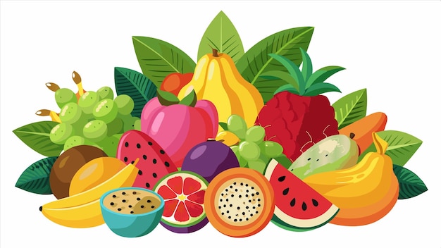 een tekening van een vrucht met een afbeelding van een fruit en een vrucht