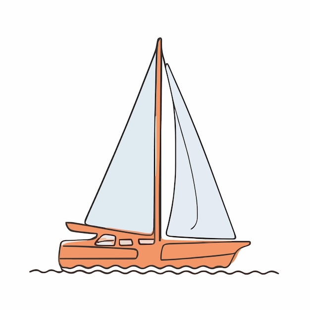 een tekening van een zeilboot met een wit zeil