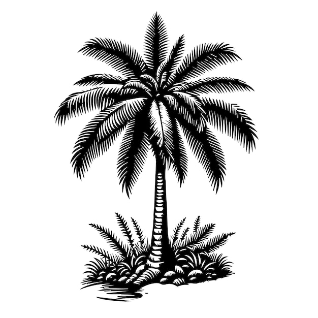 een tekening van palmbomen met het woord palm erop