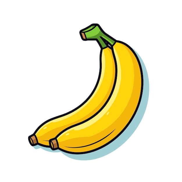 Een tekening van twee bananen met een groen voorwerp erop.