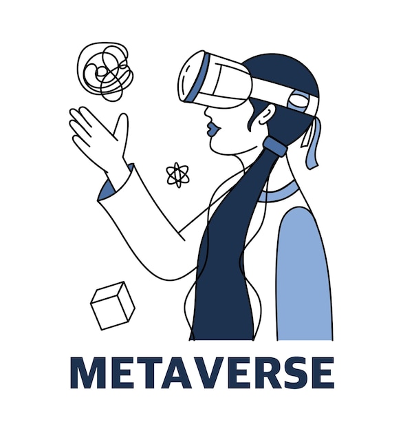 Een tienermeisje met een virtual reality-bril Het metaverse concept Technologieën van games