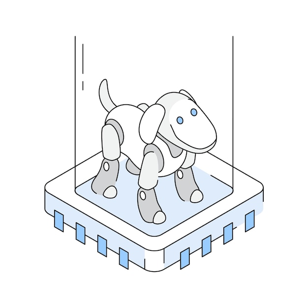 Een trendy isometrisch icoon van speels robot hond ontwerp