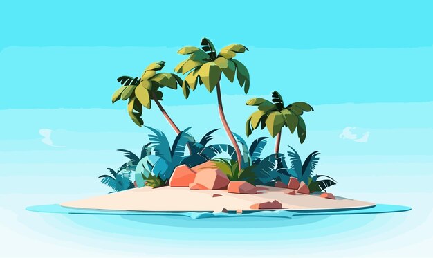 Een tropisch eiland met palmbomen vector eenvoudige 3d geïsoleerde illustratie