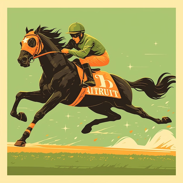 Vector een turkmenistanese man speelt paardenraces.