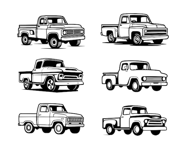 Vector een vaste verzameling pick-up silhouetillustraties