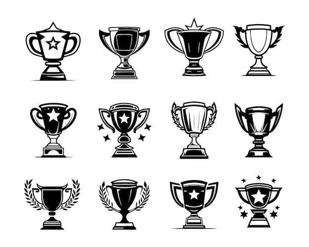 Vector een vaste verzameling trofee vectorillustraties