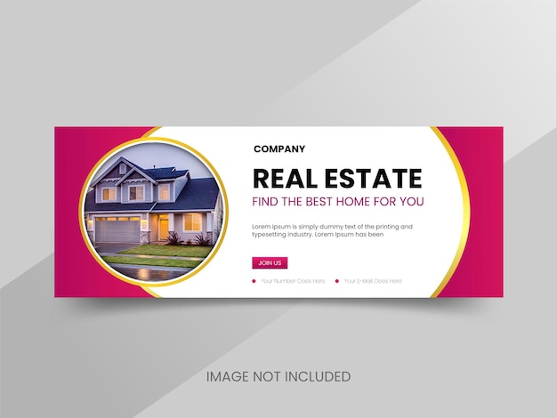 Een vastgoed adverteert een vastgoed voor vastgoed onroerend goed huis facebook cover banner